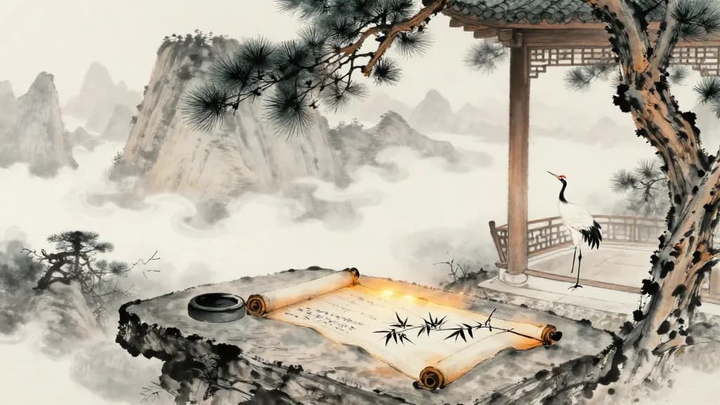 五輔 (The Five Supports) — Chinese ink painting