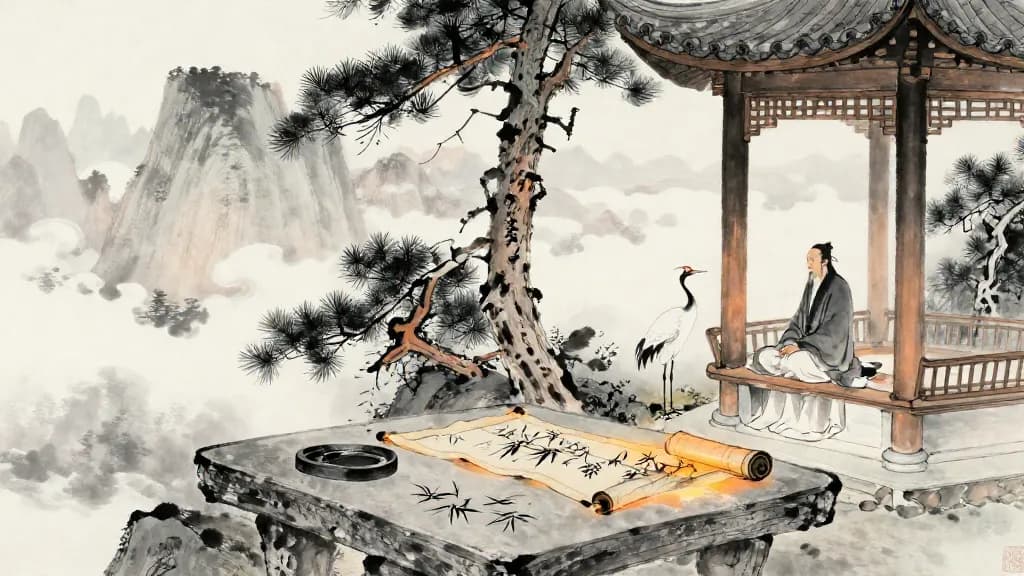 明法 (Illuminating the Law) — Chinese ink painting