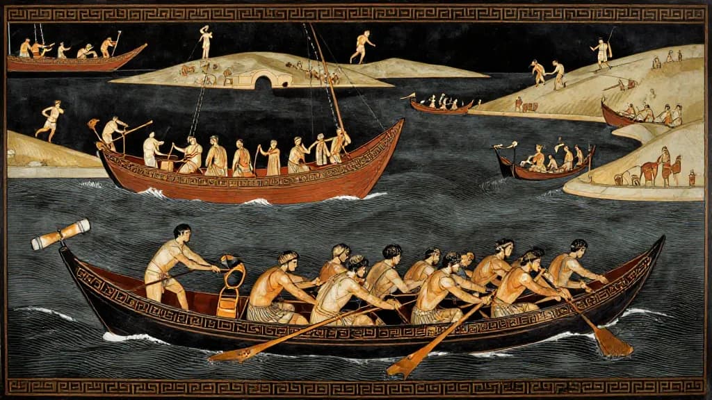 Salamis — Attic red-figure pottery painting