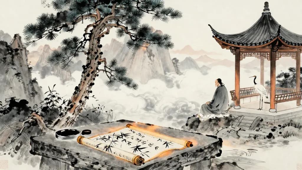 文師 (The Civil Teacher) — Chinese ink painting