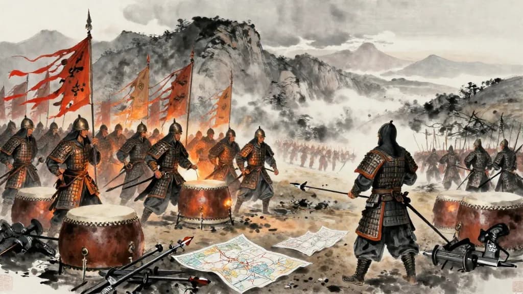 論將 (Discussing Generals) — Chinese ink painting