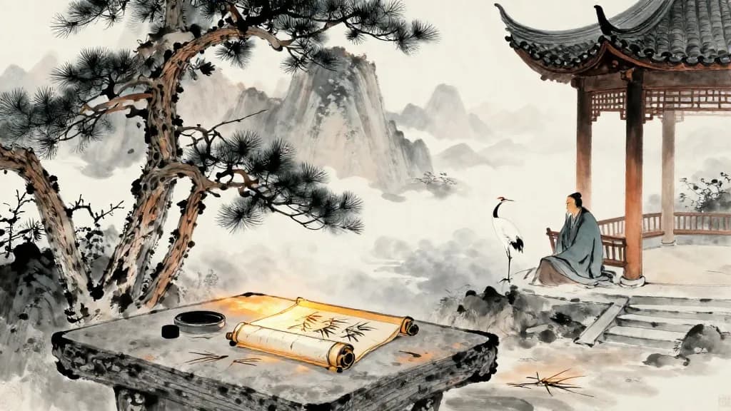 三辯 (Three Arguments) — Chinese ink painting