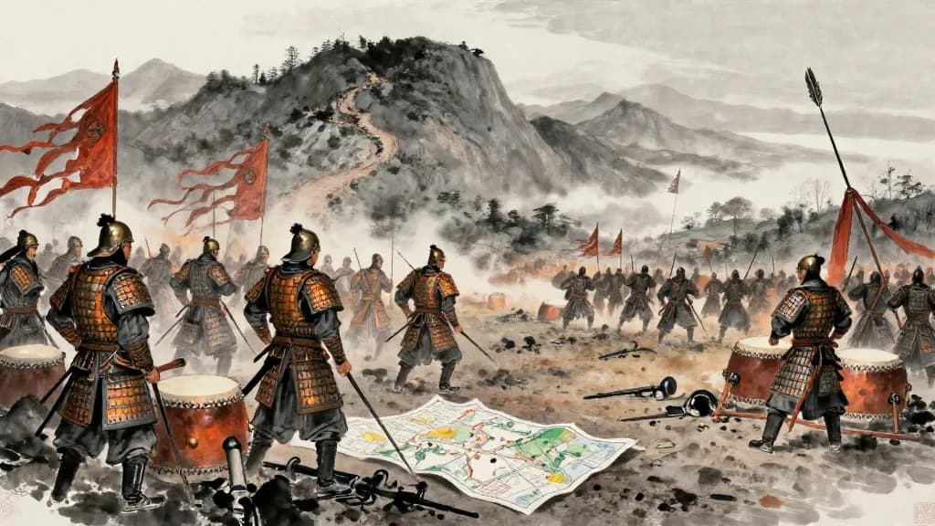 備高臨 (Defense Against Mound Assault) — Chinese ink painting