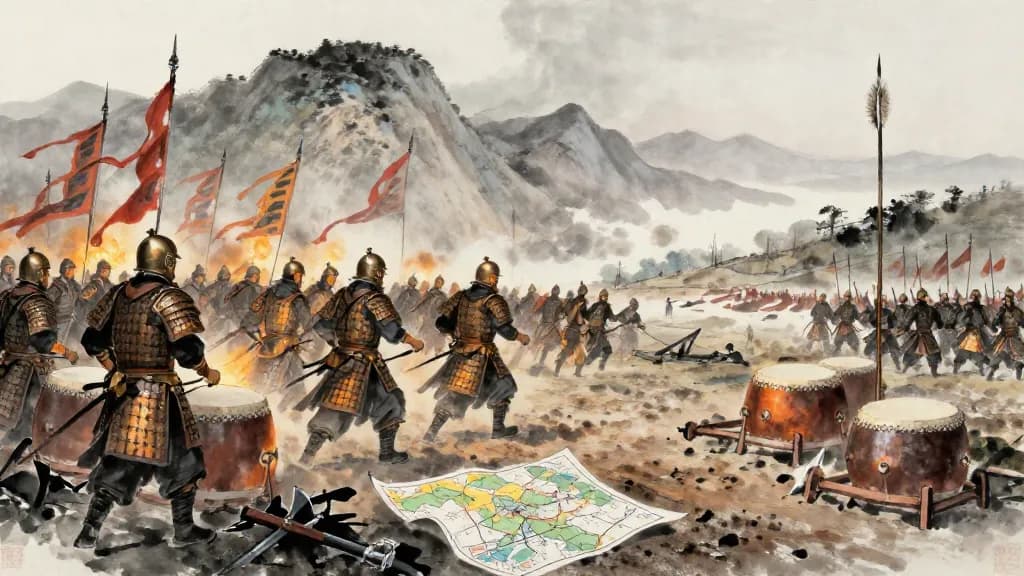 旗幟 (Flags and Banners) — Chinese ink painting