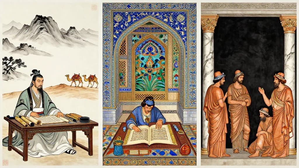 Three traditions — Chinese, Persian, Greek — connected by the Silk Road