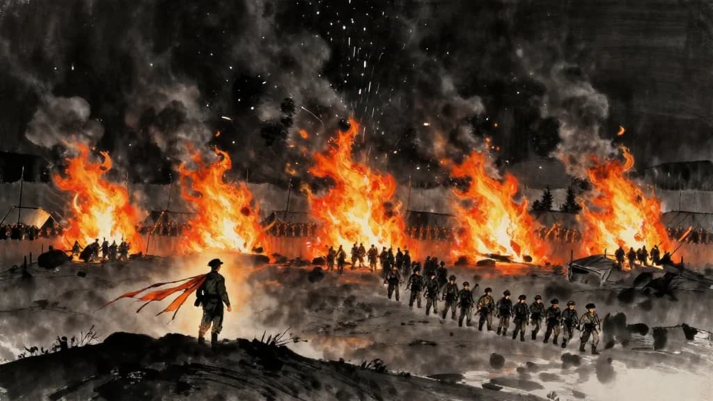 火攻 (The Attack by Fire) — Chinese ink painting