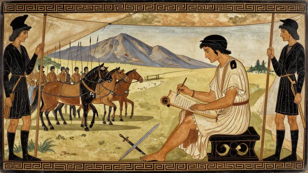 Xenophon — Attic red-figure pottery painting