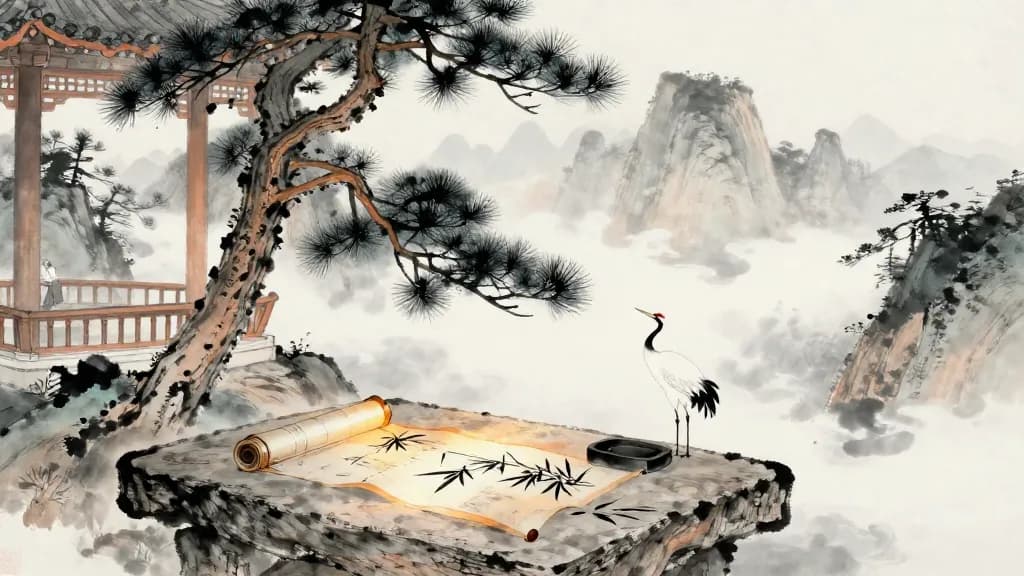 致士 (Attracting Scholars) — Chinese ink painting