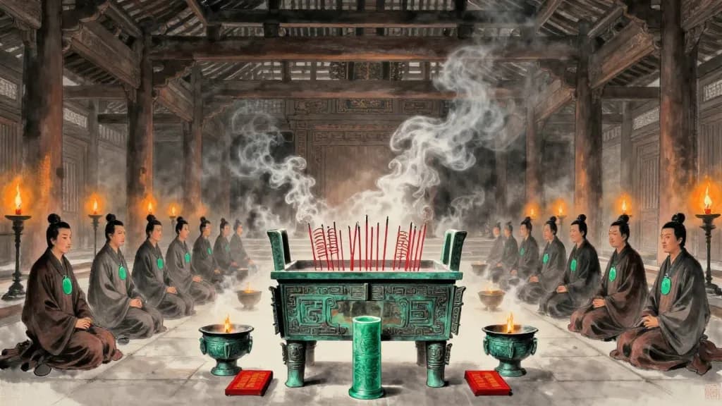 宥坐 (The Admonition Vessel) — Chinese ink painting