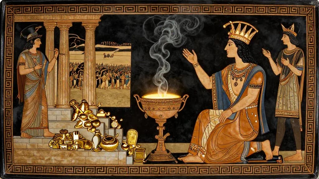 Croesus and the Oracle — Attic red-figure pottery painting